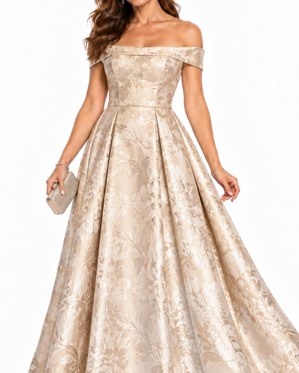 Aurelia Metallic Jacquard Gown - HD jacquard detail