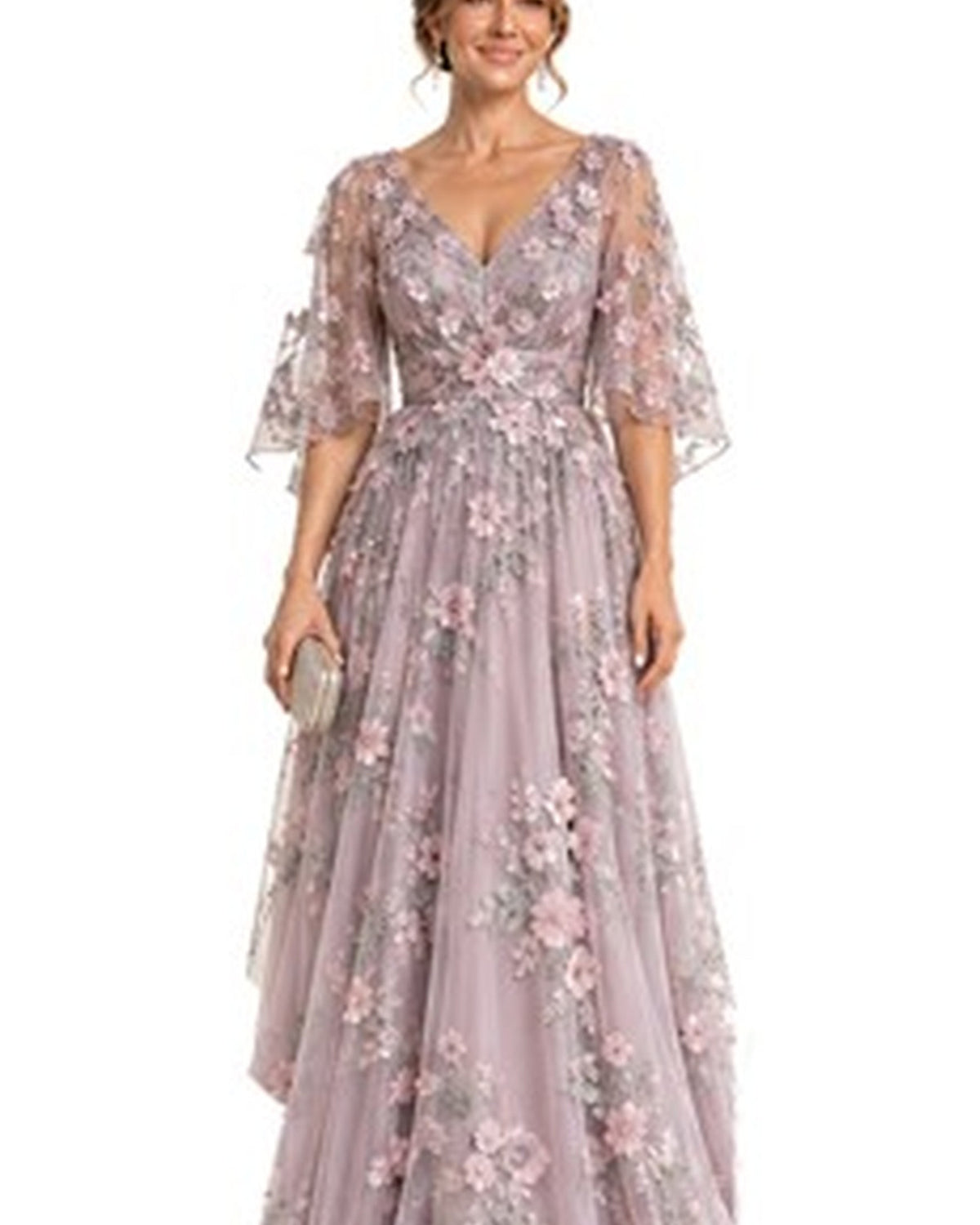 Iris Pastel Organza Formal Gown - HD organza floral detail