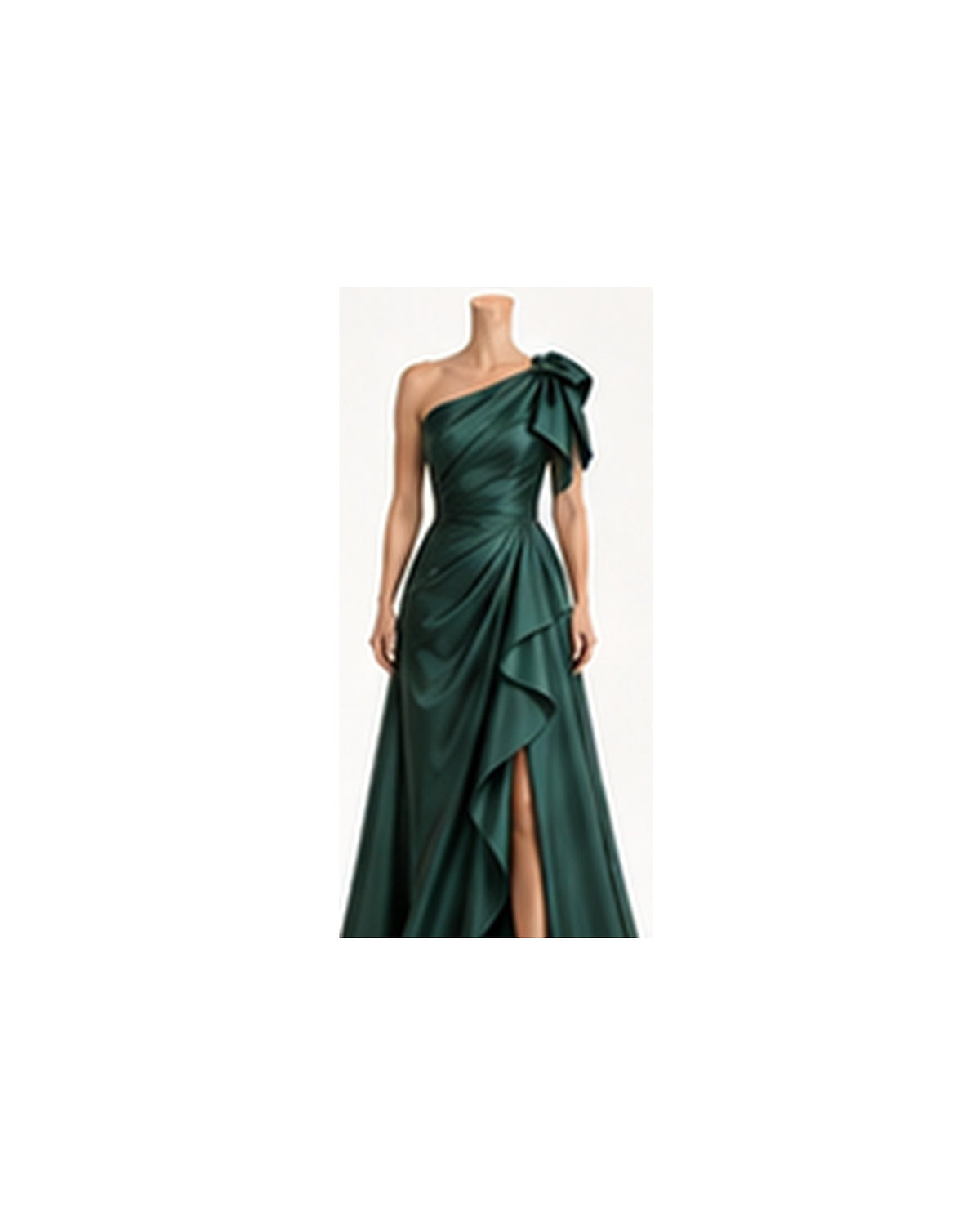 Serena Asymmetric Mikado Gown - Emerald HD color image
