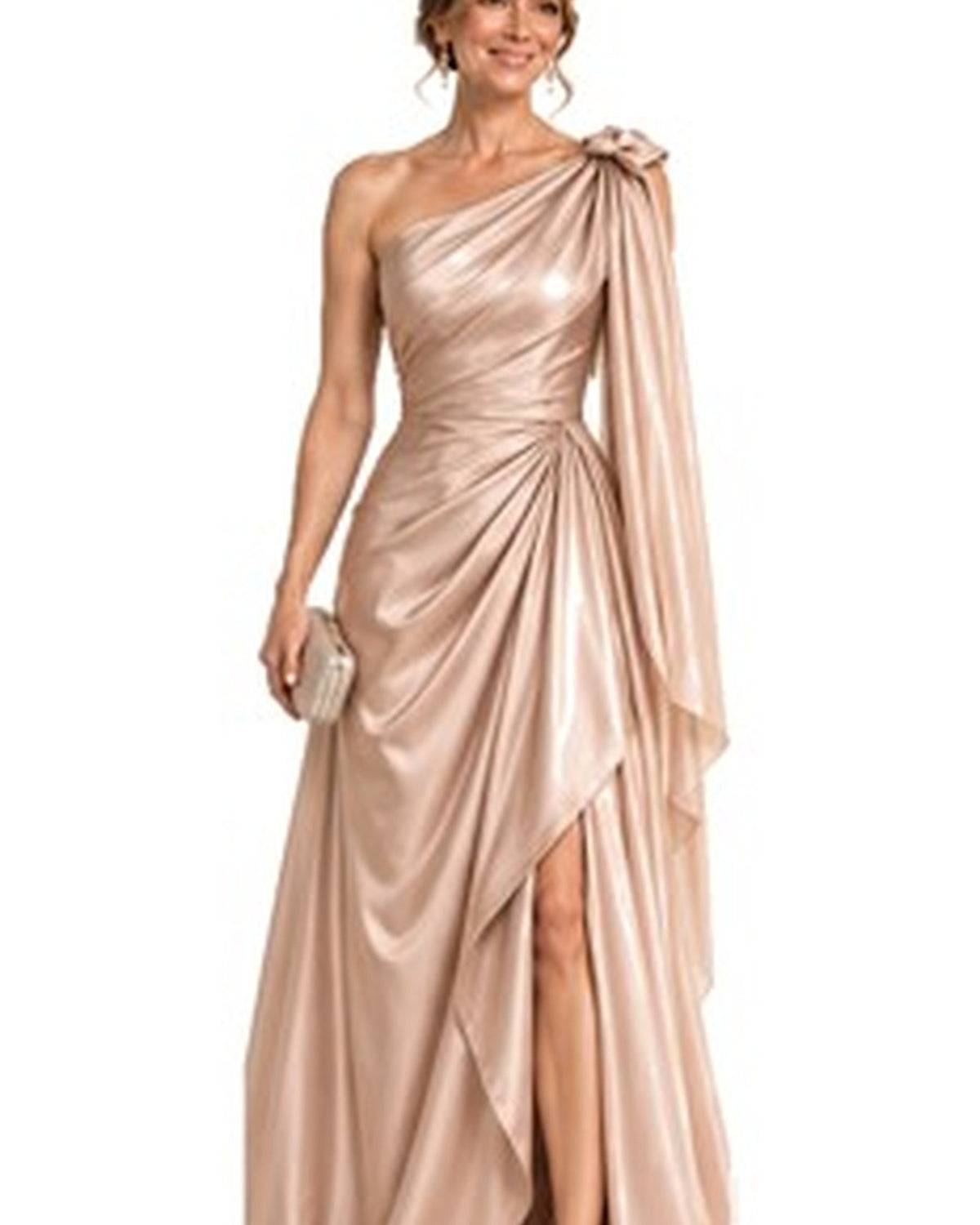 Solene Liquid-Satin Draped Gown - HD satin draping detail