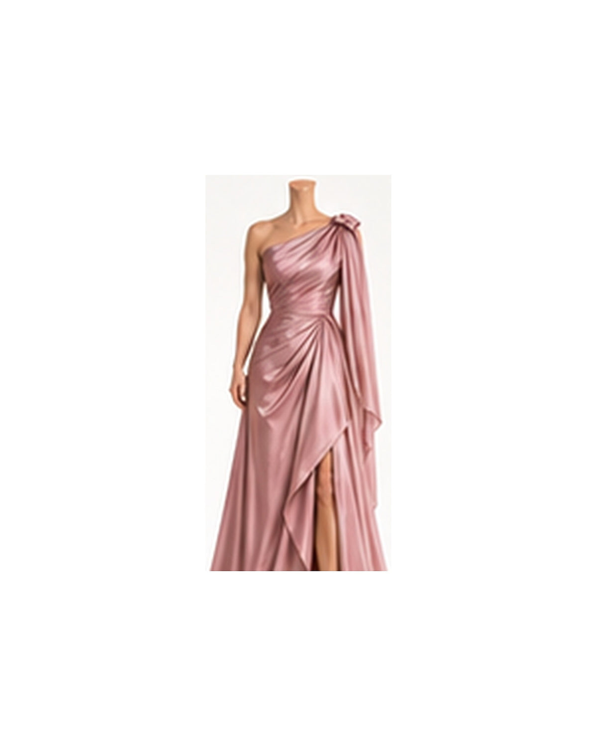 Solene Liquid-Satin Draped Gown - Dusty Rose HD color image