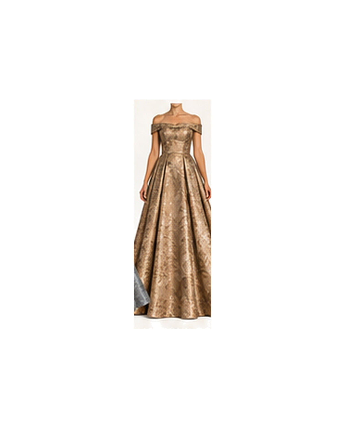 Aurelia Metallic Jacquard Gown - Antique Gold HD color image