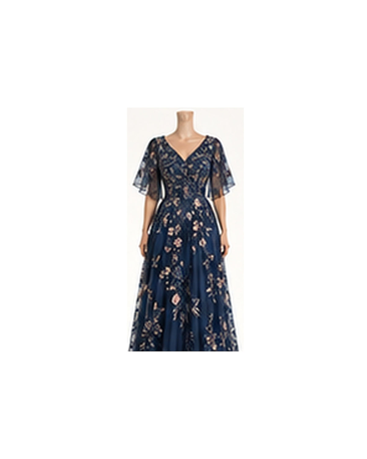 Flora Organza Garden Gown - Navy Floral HD color image