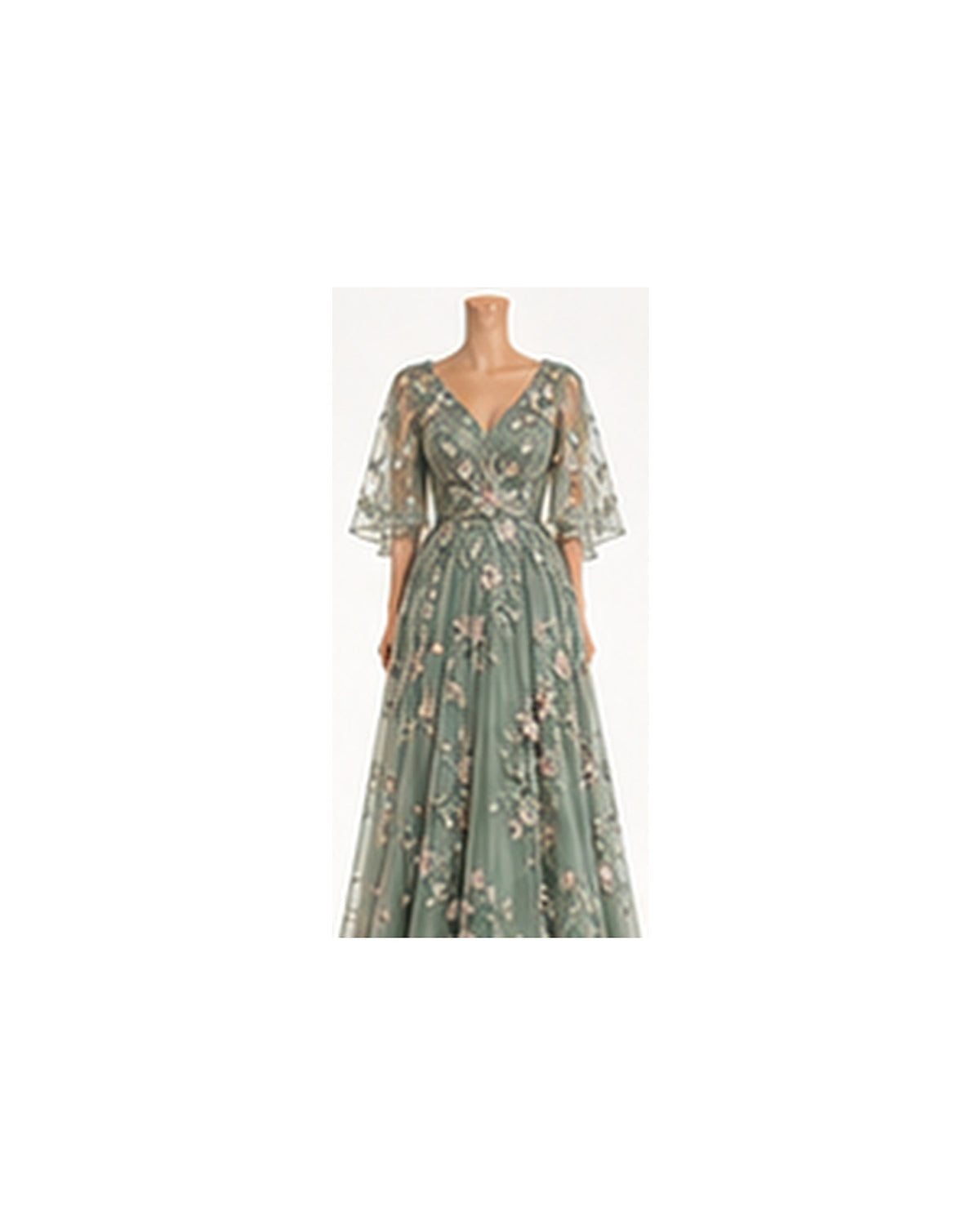 Iris Pastel Organza Formal Gown - Sage HD color image