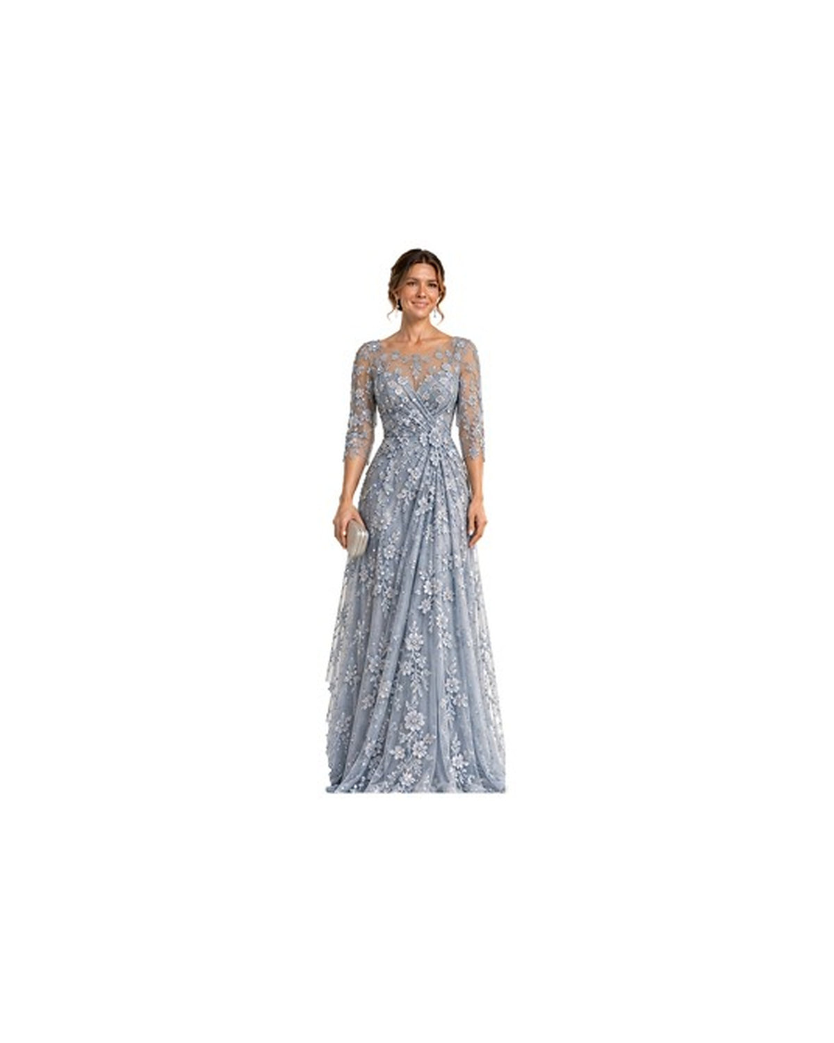 Lucent Lace Formal Gown - Dusty Blue HD color image