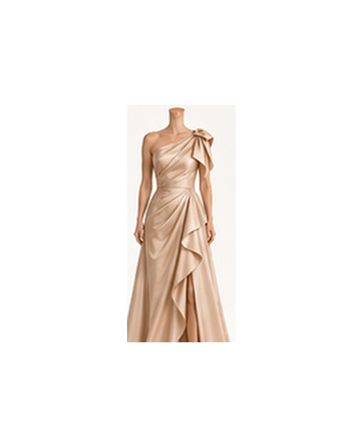 Serena Asymmetric Mikado Gown - Champagne HD color image