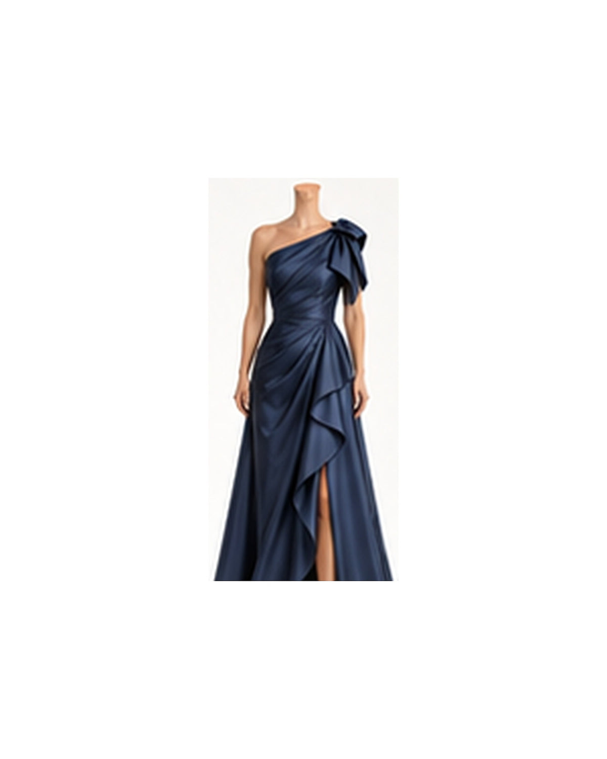 Serena Asymmetric Mikado Gown - Navy HD color image